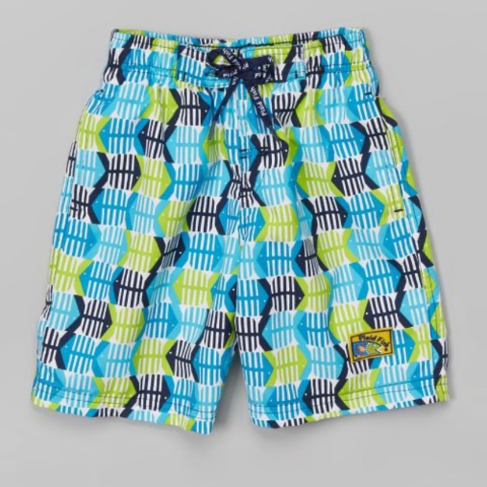 CR Kids | Lime Fish Bone Swim Trunks - Infant, Toddler & Boys